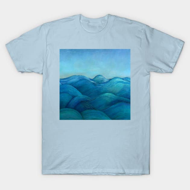 Waves Blue Sky Blue Ocean Waves T-Shirt by LittleBean